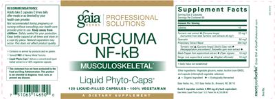 Photo of the Gaia Herbs Professional Solutions Curcuma NF-kB Musculoskeletal Liquid Phyto-Caps label