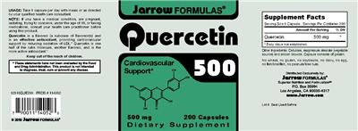 Photo of the Jarrow Formulas Quercetin 500 mg label