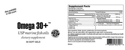 Photo of the Highland Laboratories Omega 30+ label