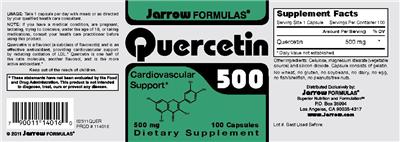 Photo of the Jarrow Formulas Quercetin 500 mg label