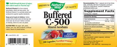 Photo of the Nature's Way Buffered C-500 label