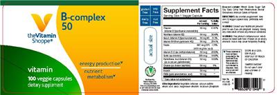 Photo of the The Vitamin Shoppe B-Complex 50 label