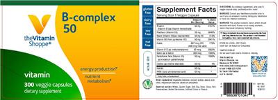 Photo of the The Vitamin Shoppe B-Complex 50 label