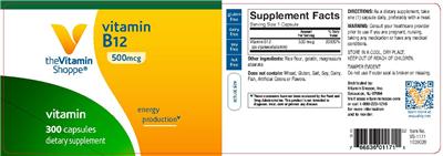Photo of the The Vitamin Shoppe Vitamin B12 500 mcg label