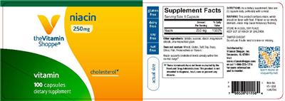Photo of the The Vitamin Shoppe Niacin 250 mg label
