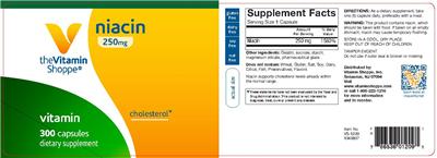 Photo of the The Vitamin Shoppe Niacin 250 mg label