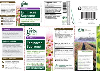 Photo of the Gaia Herbs RapidRelief Echinacea Supreme label