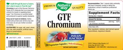 Photo of the Nature's Way GTF Chromium label