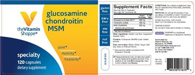Photo of the The Vitamin Shoppe Glucosamine Chondroitin MSM label