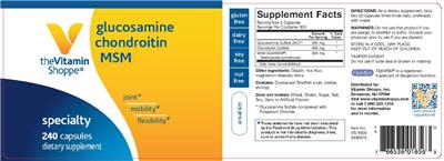 Photo of the The Vitamin Shoppe Glucosamine Chondroitin MSM label