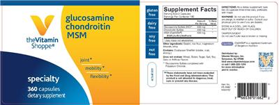 Photo of the The Vitamin Shoppe Glucosamine Chondroitin MSM label
