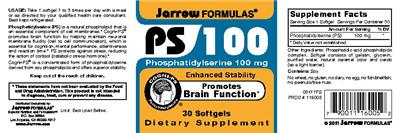 Photo of the Jarrow Formulas PS100 100 mg label