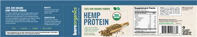 Photo of the BareOrganics Hemp Protein label