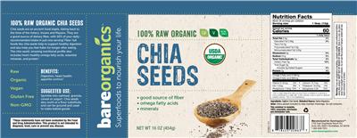 Photo of the BareOrganics Chia Seeds label