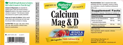 Photo of the Nature's Way Calcium Mag & D Complex label