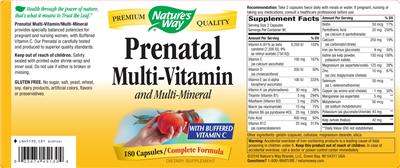 Photo of the Nature's Way Prenatal Multi-Vitamin And Multi-Mineral label