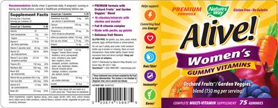 Photo of the Nature's Way Alive! Women's Gummy Vitamins label