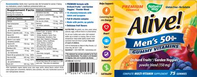 Photo of the Nature's Way Alive! Men's 50+ Gummy Vitamins label