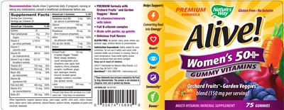Photo of the Nature's Way Alive! Women's 50+ Gummy Vitamins label