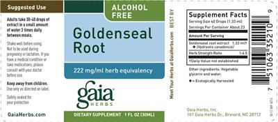 Photo of the Gaia Herbs Goldenseal Root label