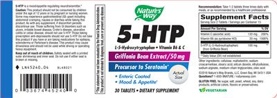 Photo of the Nature's Way 5-HTP label