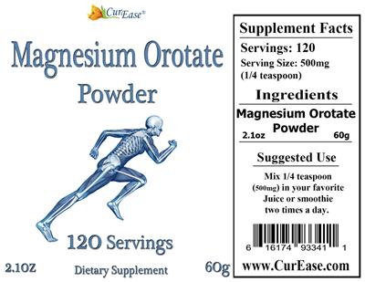 Photo of the CurEase Magnesium Orotate Powder label