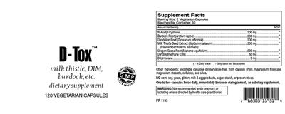 Photo of the Highland Laboratories D-Tox label