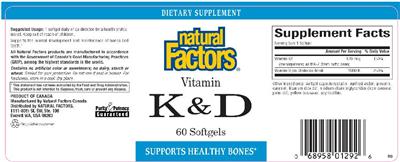 Photo of the Natural Factors Vitamin K & D label
