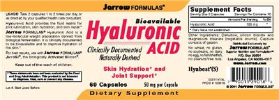 Photo of the Jarrow Formulas Hyaluronic Acid 50 mg label
