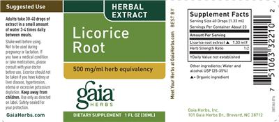 Photo of the Gaia Herbs Licorice Root label