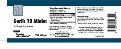 Photo of the Douglas Laboratories Garlic 10 Minim label