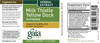 Photo of the Gaia Herbs Milk Thistle Yellow Dock Supreme label