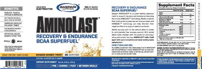 Photo of the Gaspari Nutrition AminoLast Orange Mango Twist label
