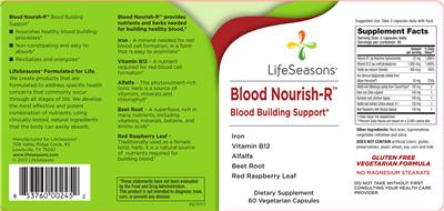 Photo of the LifeSeasons Blood Nourish-R label