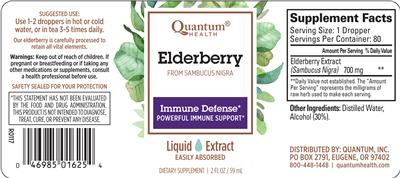 Photo of the Quantum Health Elderberry Liquid Extract label