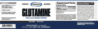 Photo of the Gaspari Nutrition Glutamine Unflavored label