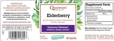 Photo of the Quantum Health Elderberry 400 mg label