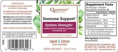 Photo of the Quantum Health Immune Support label