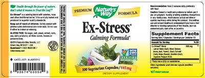 Photo of the Nature's Way Ex-Stress 445 mg label