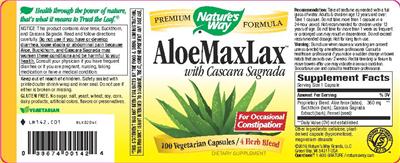 Photo of the Nature's Way AloeMaxLax label