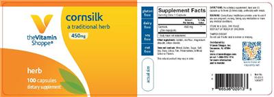 Photo of the The Vitamin Shoppe Cornsilk 450 mg label