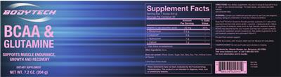 Photo of the BodyTech BCAA & Glutamine label