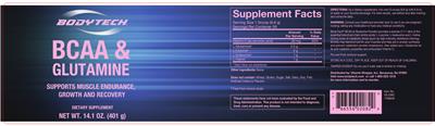 Photo of the BodyTech BCAA & Glutamine label