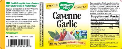 Photo of the Nature's Way Cayenne Garlic label