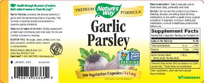 Photo of the Nature's Way Garlic Parsley 545 mg label