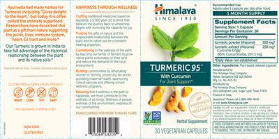 Photo of the Himalaya Turmeric 95 label