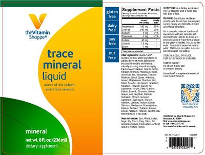 Photo of the The Vitamin Shoppe Trace Mineral Liquid label