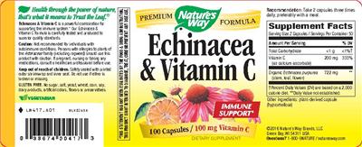 Photo of the Nature's Way Echinacea & Vitamin C label