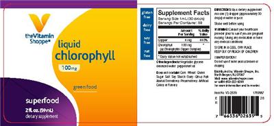 Photo of the The Vitamin Shoppe Liquid Chlorophyll 100 mg label