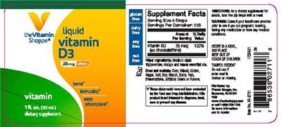 Photo of the The Vitamin Shoppe Liquid Vitamin D3 25 mcg Citrus label